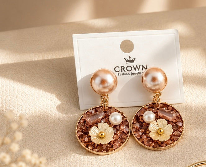 RoseGold Flower Statement Earring